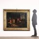 Ancient painting on a historical subject, oil on canvas, Italy 19th century.