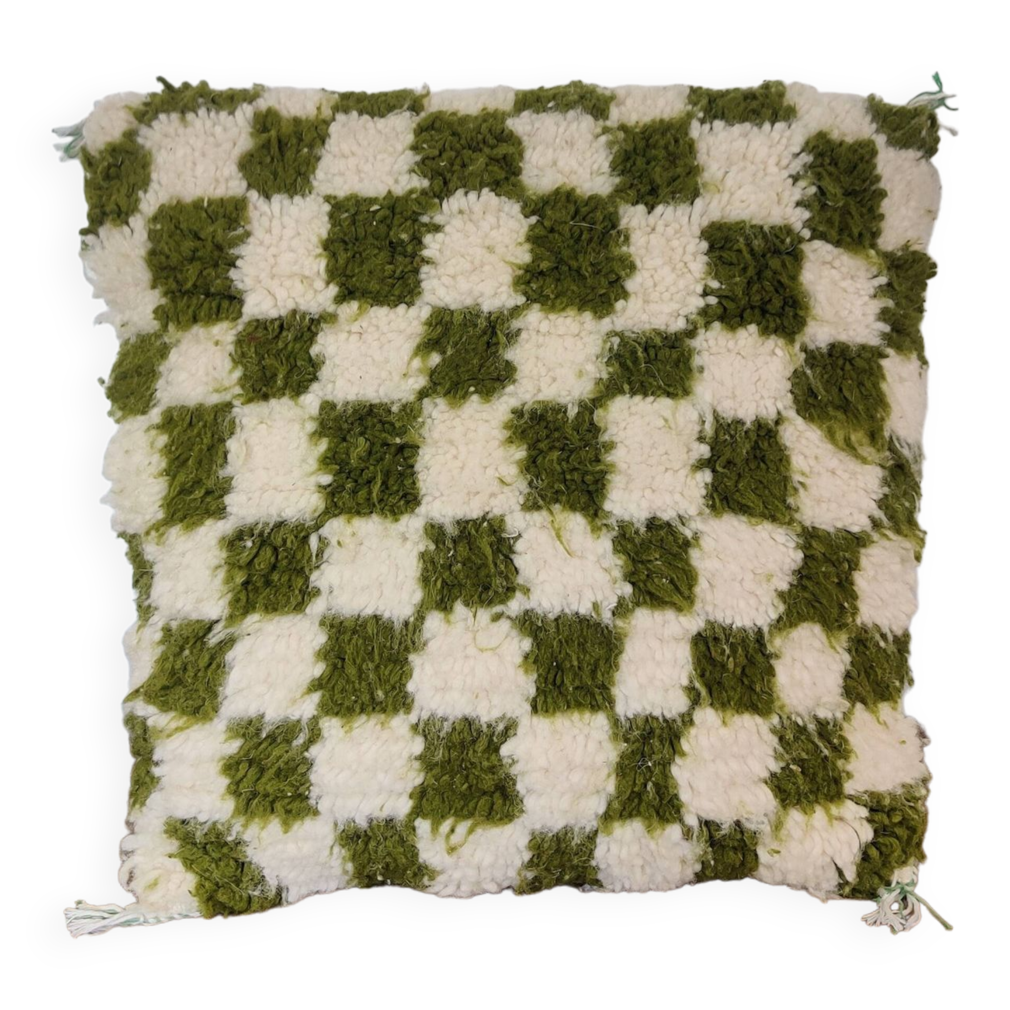 Berber cushion Green checkerboard Béni Ouarain