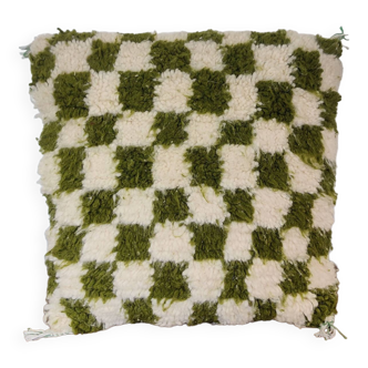 Berber cushion Green checkerboard Béni Ouarain