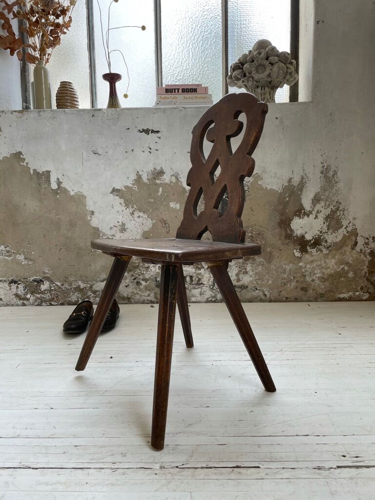 Pair of brutalist Alsatian mountain chairs 19th