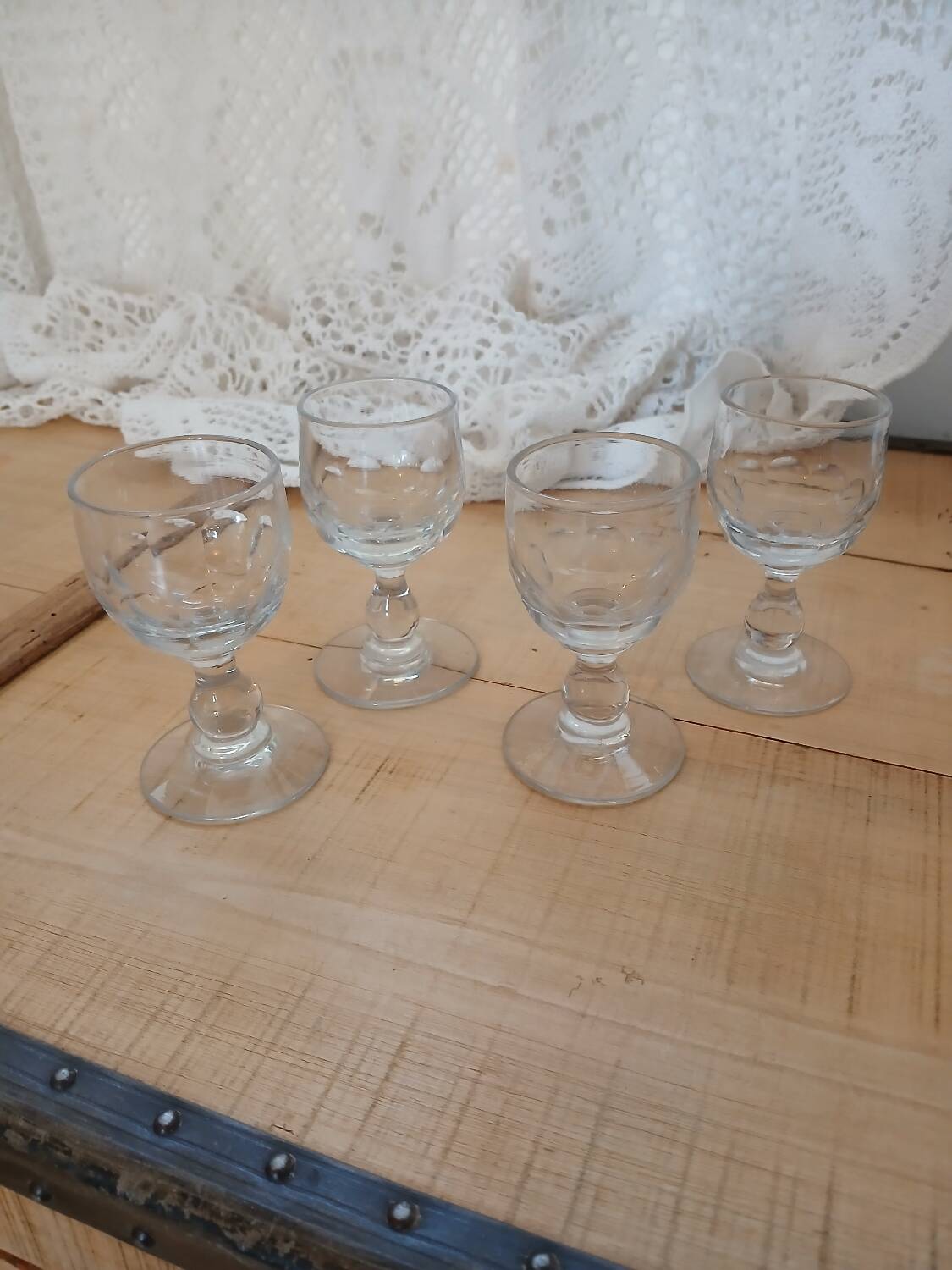 4 antique liqueur glasses