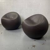 Brown Leather Ball Chair by Finn Stone