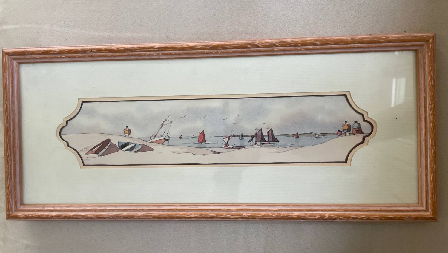 Watercolor painting, framed, signed and dated.