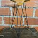 Antique Tripod Side Table Black Metal & Yellow Glass Bowl Years