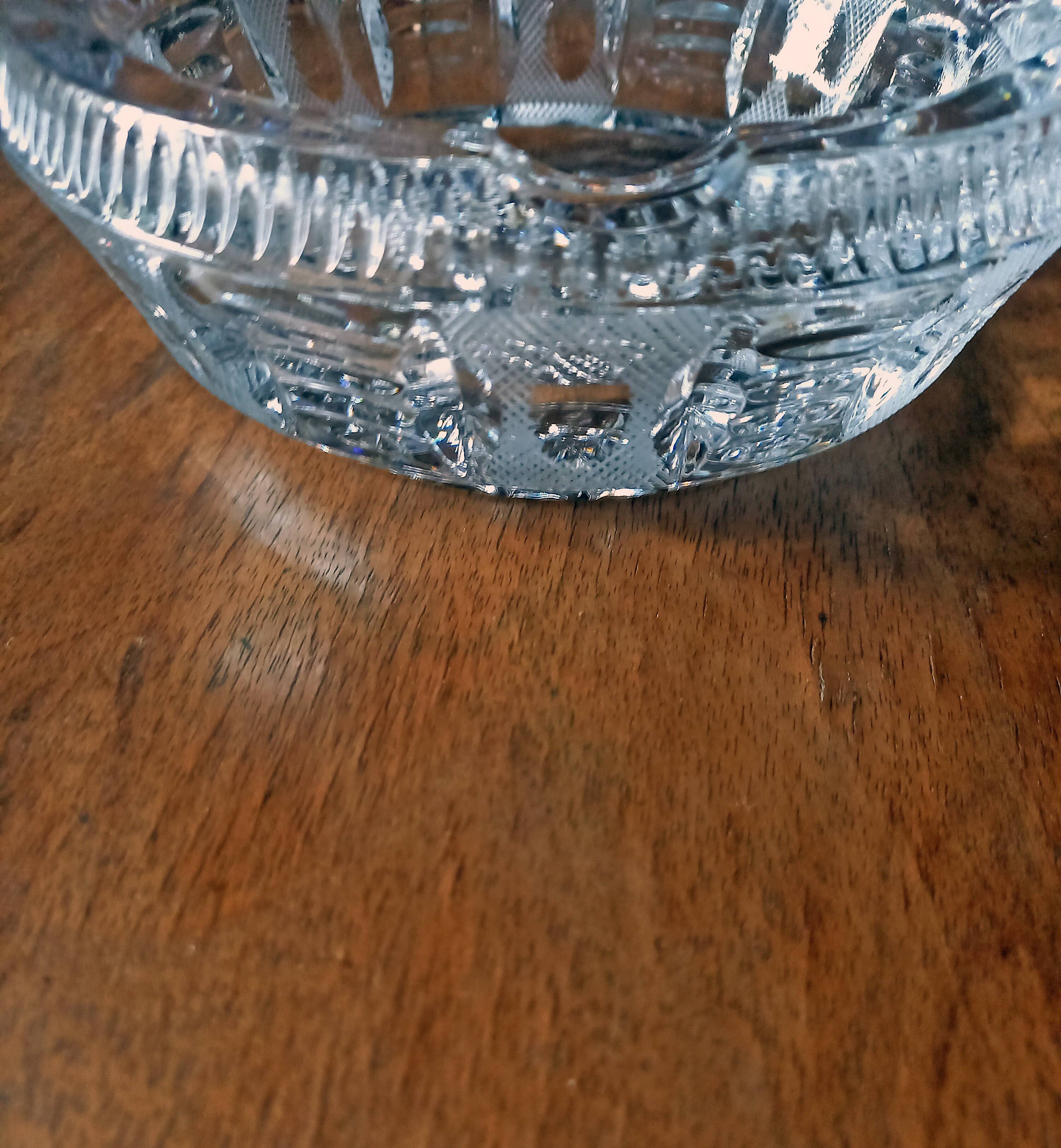 Old cut crystal ashtray Art Deco decor Vintage 40s/50s
