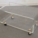 Plexiglas coffee table with wheels from the 70s/80s David Lange