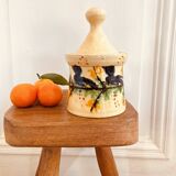 Hand painted ceramic covered pot