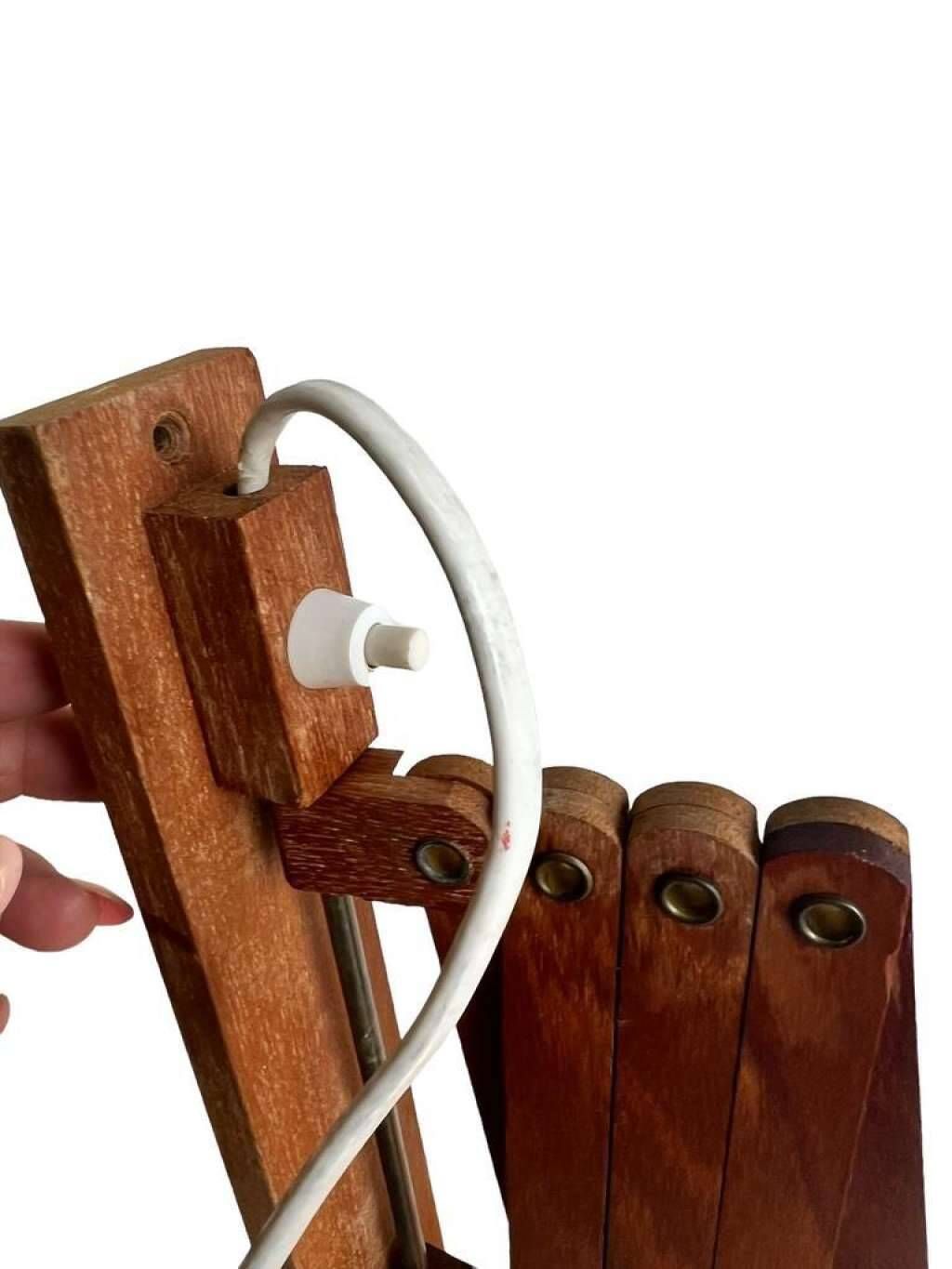 VINTAGE WOODEN WALL LAMP / SCISSOR LAMP WITH LAMPSHADE 'ARO LEUCHTEN'
