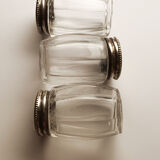 3 table shakers in crystal and silver metal