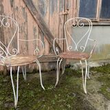 Pair of vintage wrought iron garden armchairs 60s