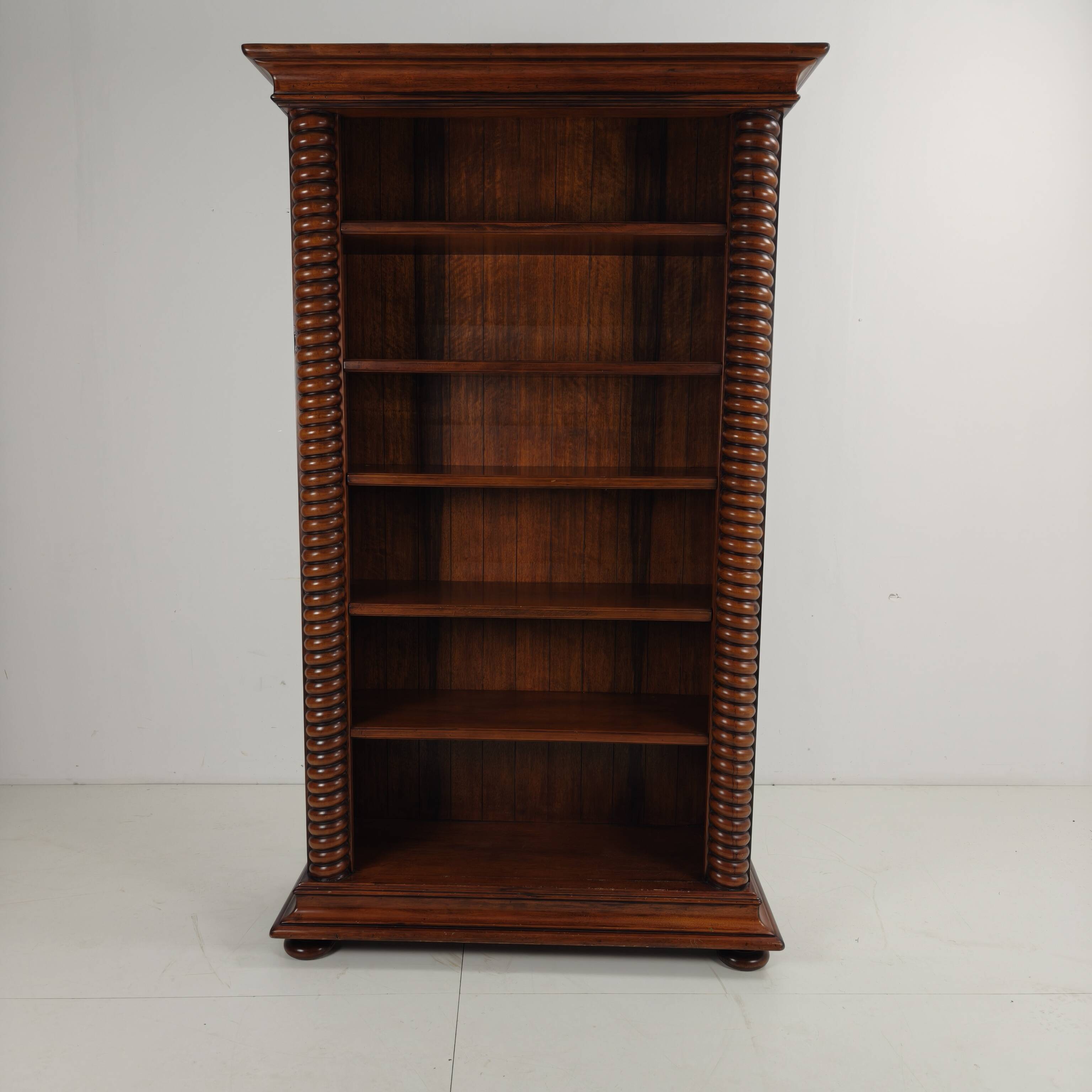 Barley Twist Open Bookcase – Solid Walnut, circa 1930