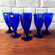 6 vintage LUMINARC France cobalt blue ice cream cups, "gourmet" model