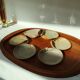 6 enamelled sandstone cups