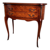 Louis XV style curved marquetry chest of drawers, rosewood & rosewood, 1900