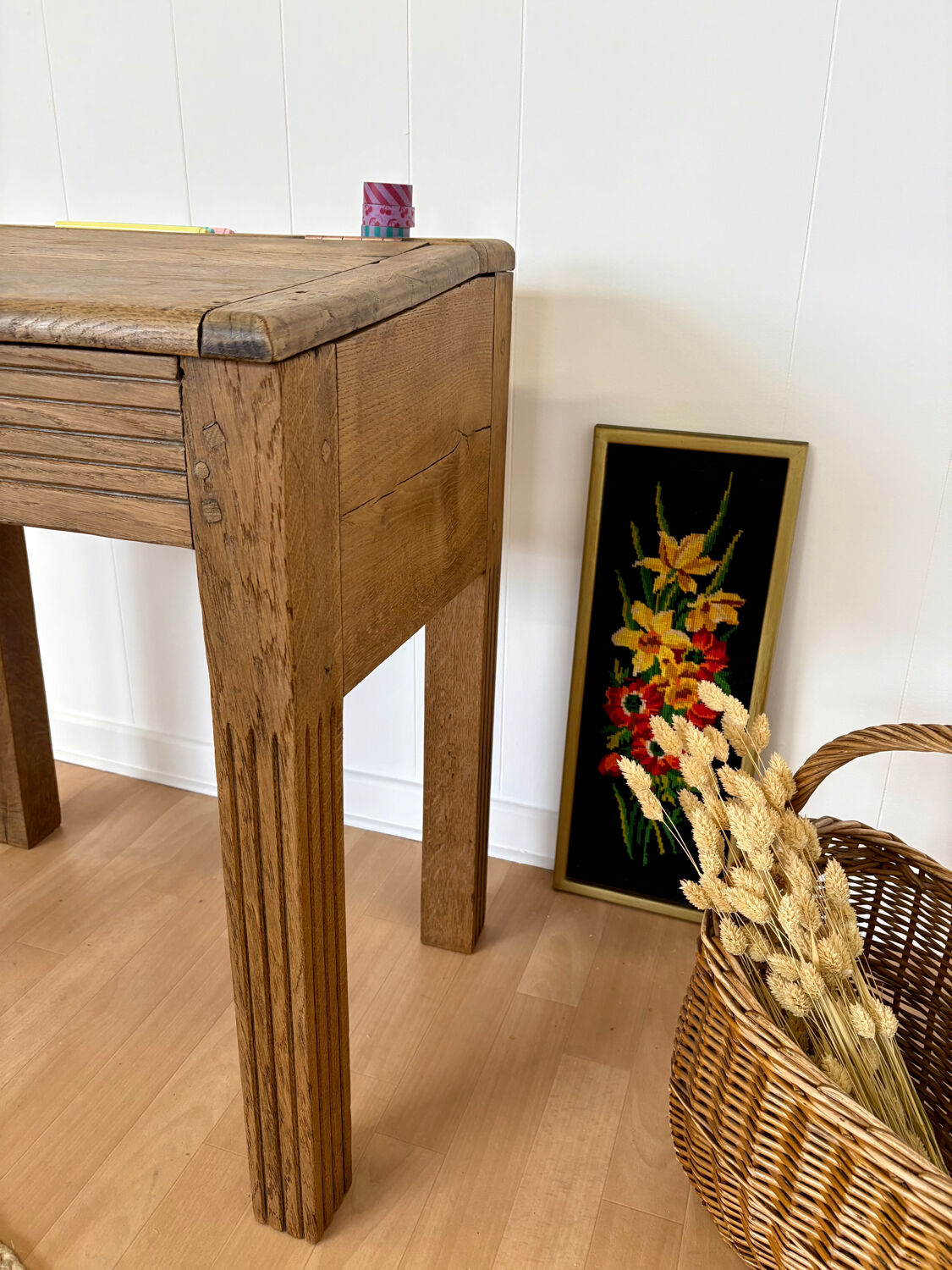 Solid oak school desk