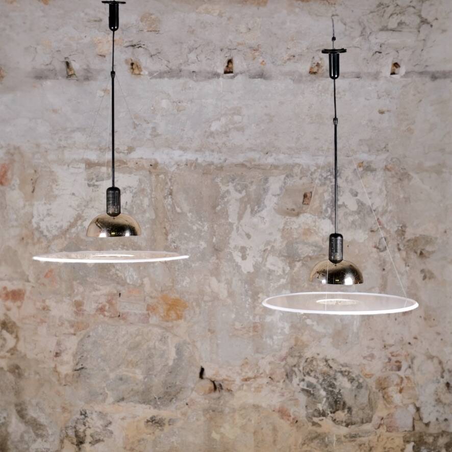 Pair of Frisbi 850 pendant lamps, Achille Castiglioni for Flos, 1970s