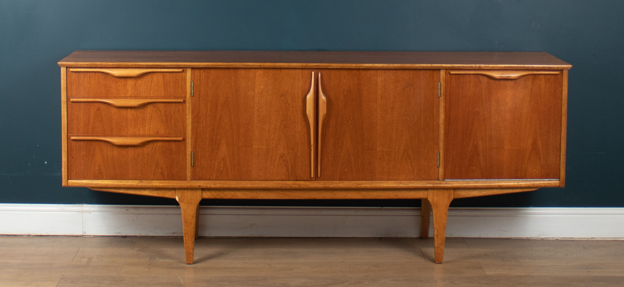 Retro teak 1960s jentique sideboard with folded handles