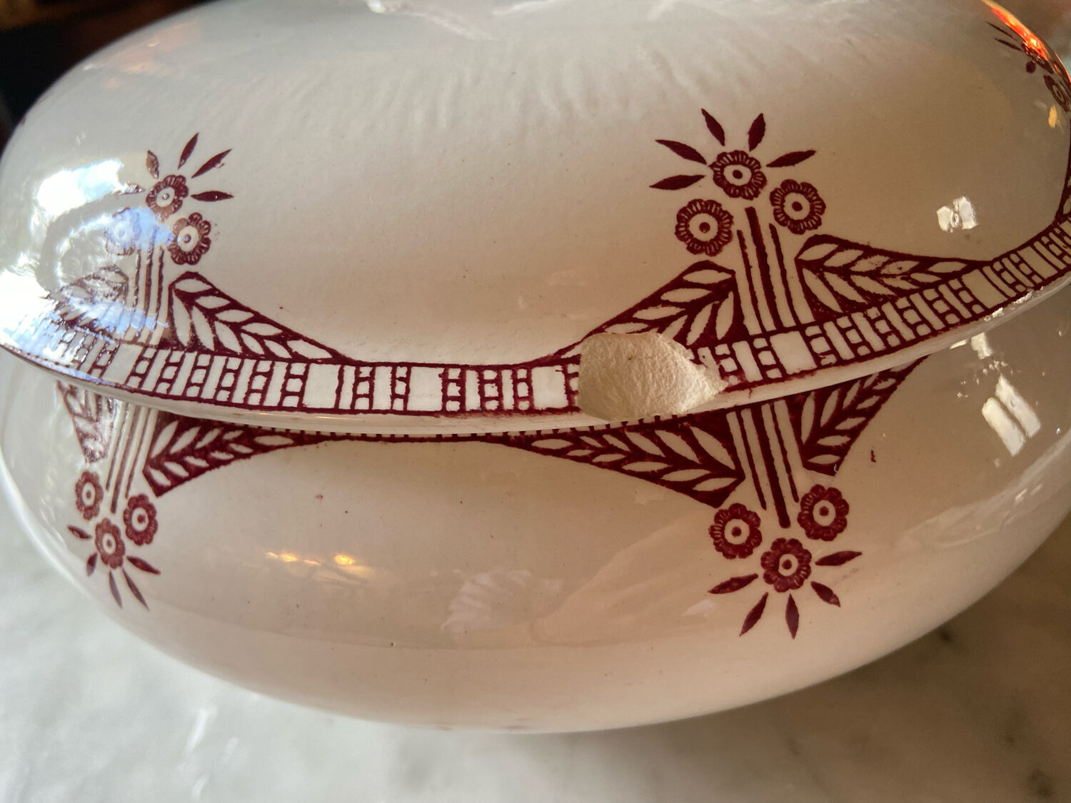 Souptureen and flat Terre de fer Saint Amand