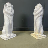 Pair of Renaissance style terracotta lion sculptures, 1950s