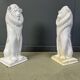 Pair of Renaissance style terracotta lion sculptures, 1950s
