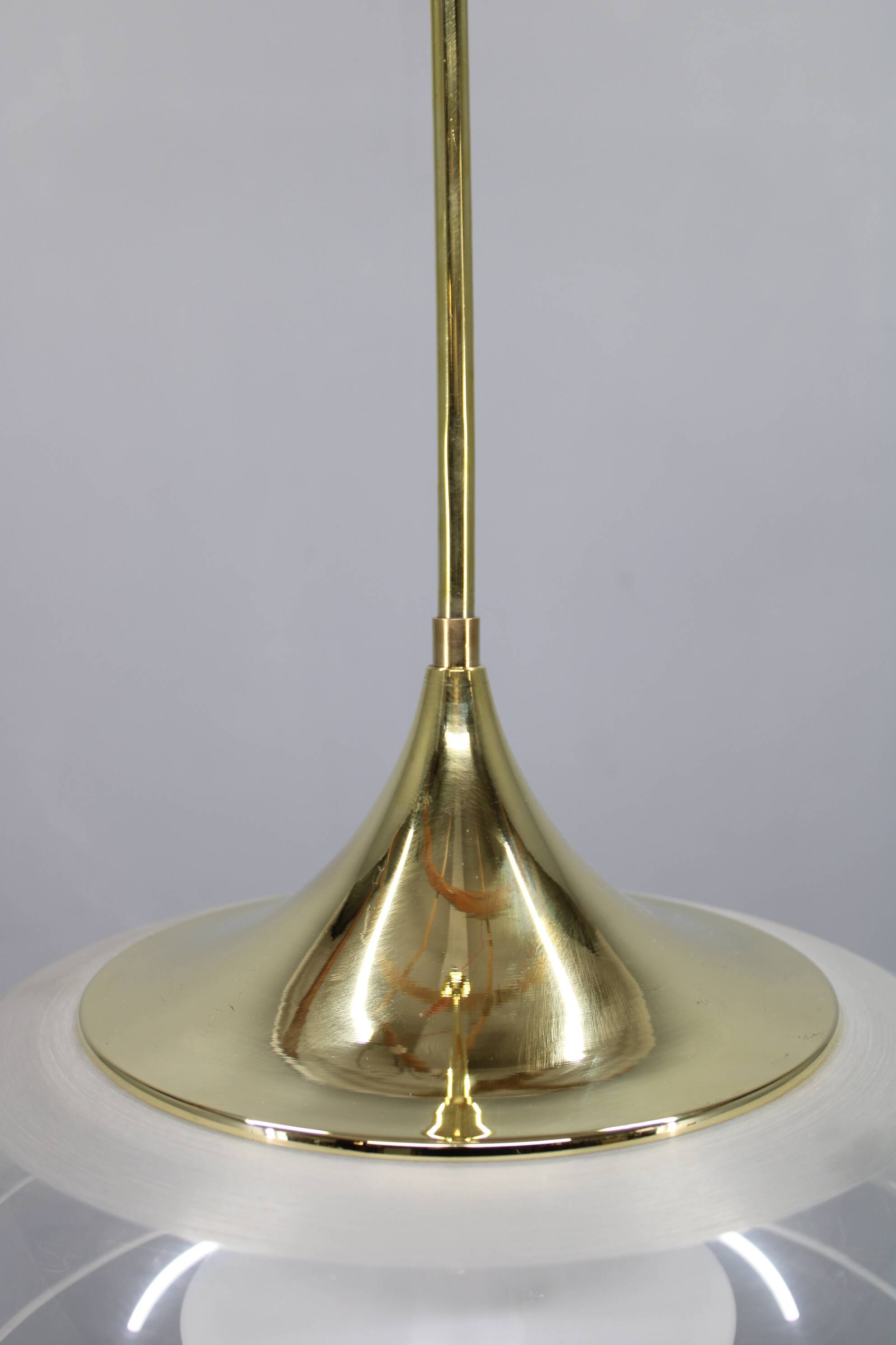 Italian mid-century brass and plastic pendant lamp, 1970s