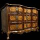 Crossbow commode from the Louis XV period in noble wood marquetry, 18th century.