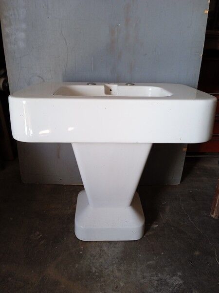 Washbasin design epoch 1970s enamelled ceramic