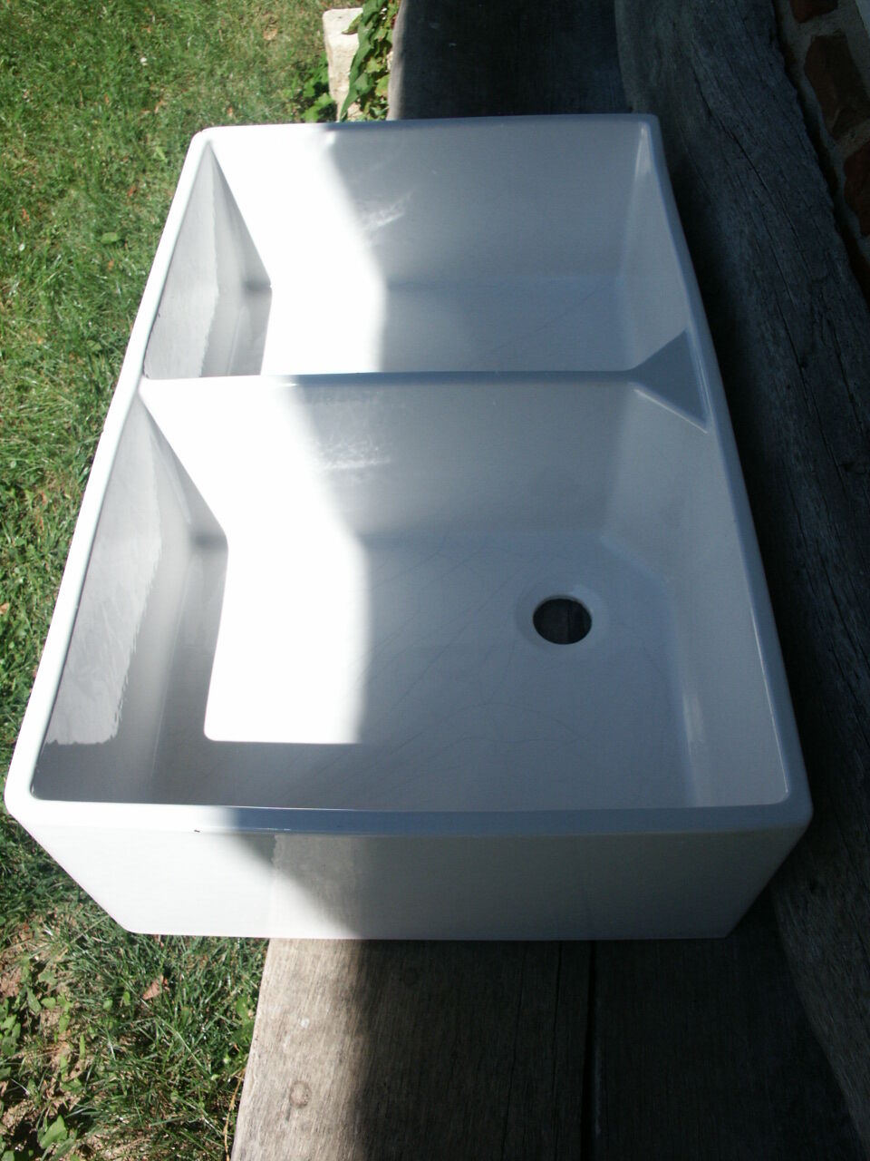 Enamelled stoneware double sink 40