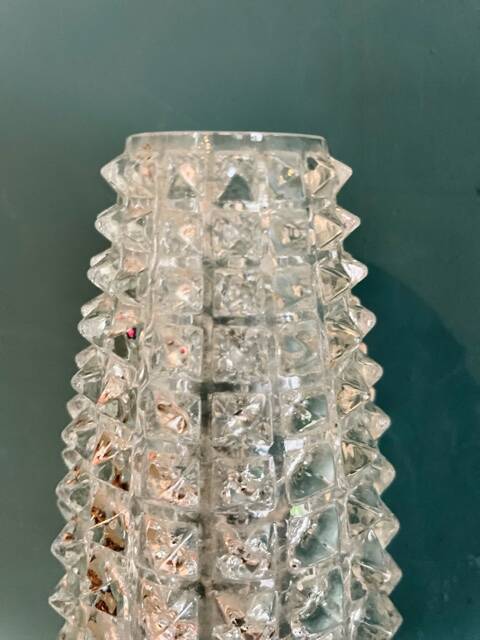 Double applique Mid Century Modern attributed to Maison Arlus, brass and glass.