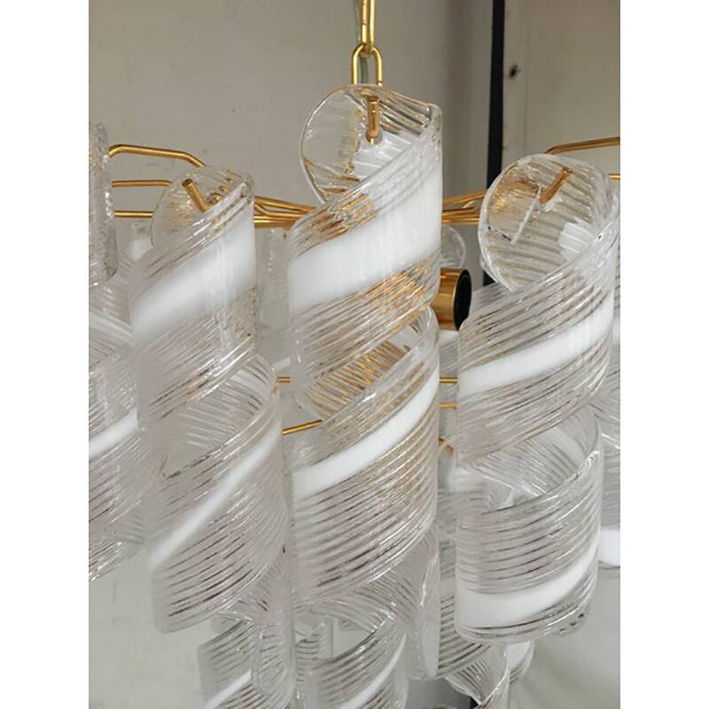 Murano Glass Chandelier "Virgola" Made in Italy Venini Style