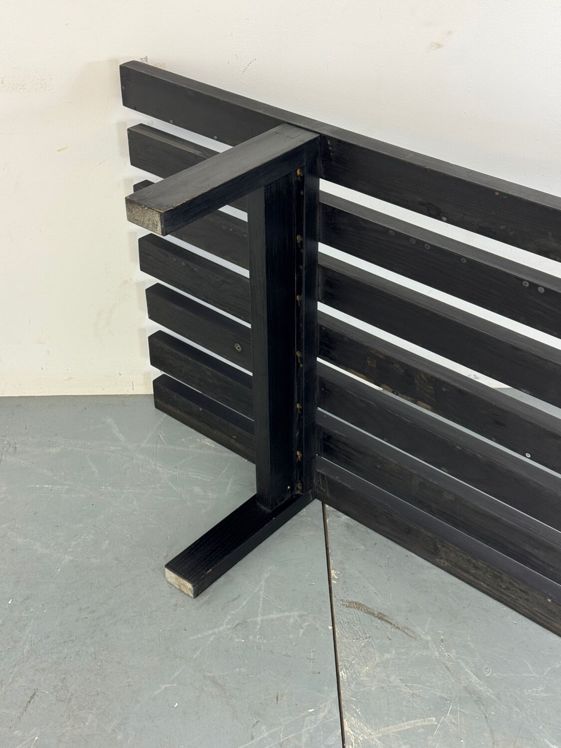 XL Vintage MCM Martin Visser black slat bench coffee table, 1960s