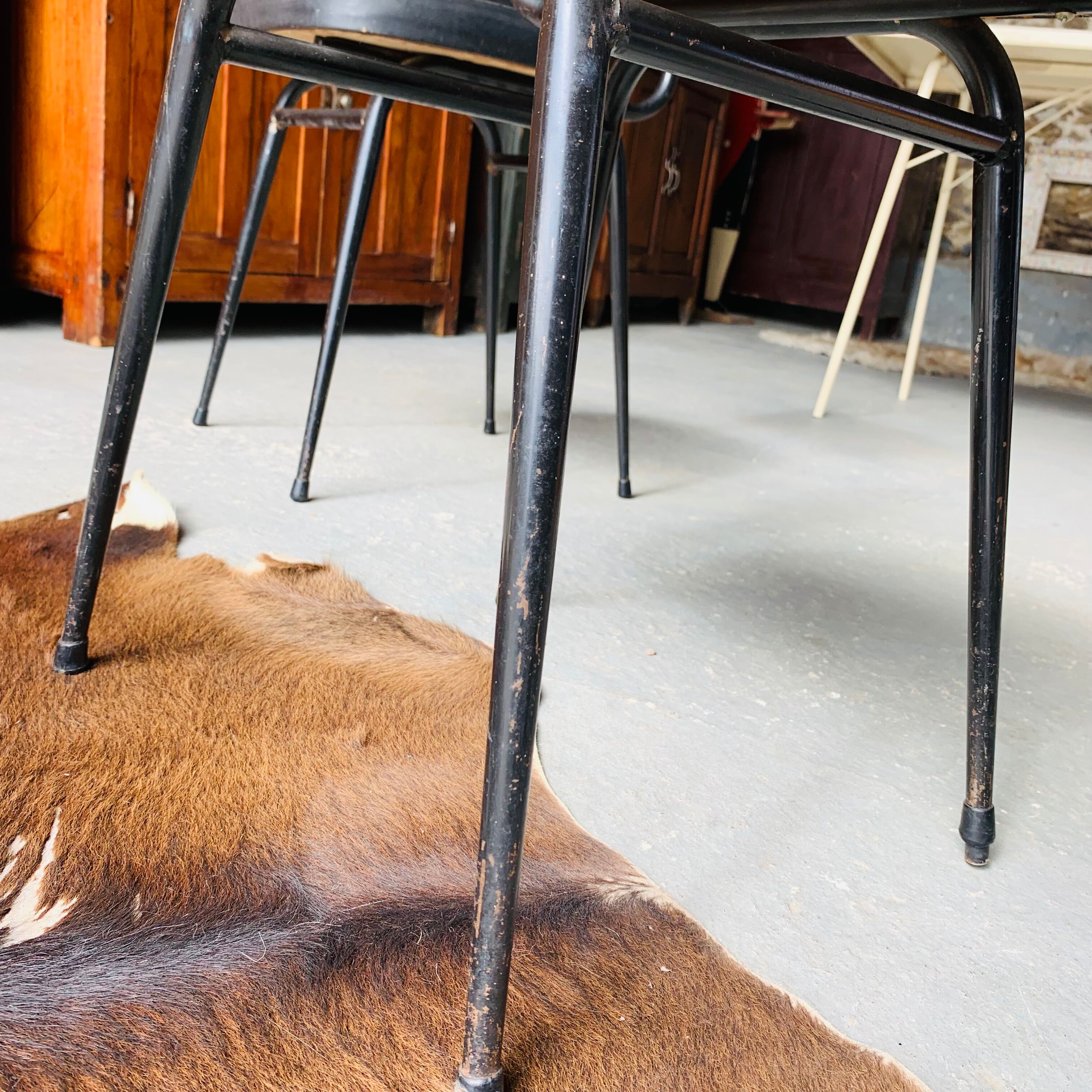 Pair of vintage black skai chairs