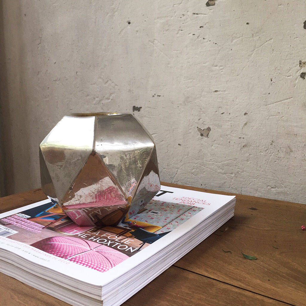 Dodecahedron silver brass vase