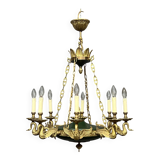 Empire style chandelier with bronze swans. Gilded bronze.