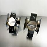 Pair of chromed space age wall lights, Italy, 1970s