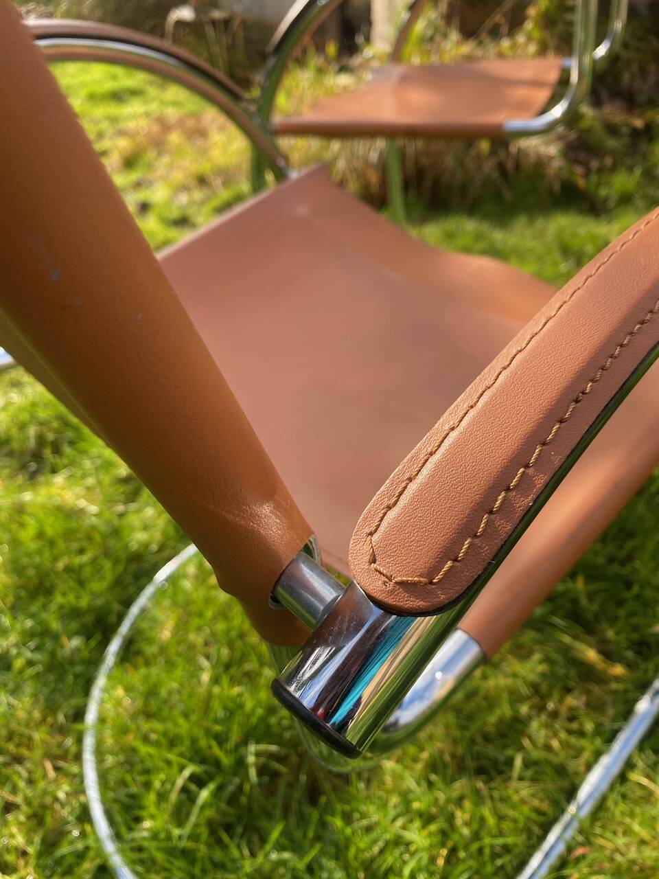 Pair of chrome armchairs, vintage circa 70