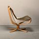 Sigurd Ressell Falcon Chair with Ottoman in brown leather for Vatne Møbler,