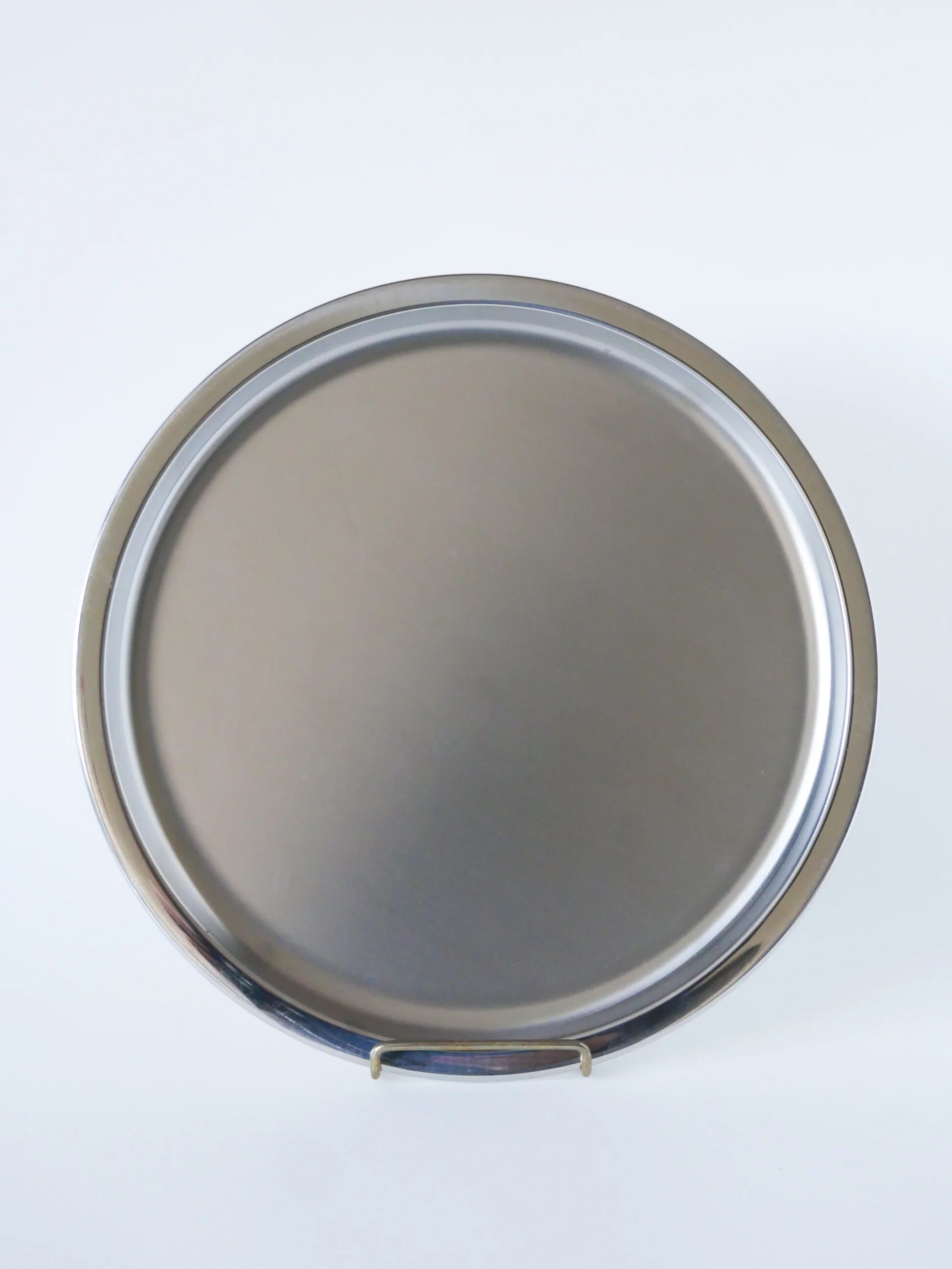 Large round stainless steel platter, Guy Degrenne, 1970