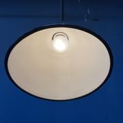 Small size black enamel hanging lamp with brass fixture