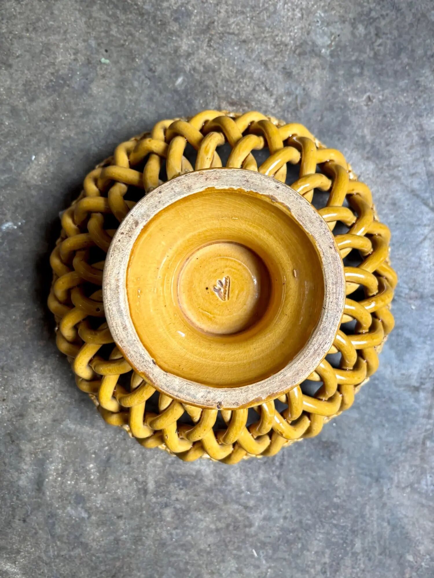 Openwork bowl Pichon Uzès in ochre earthenware