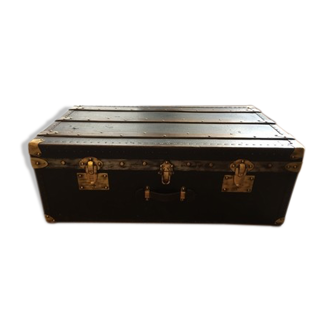 Old wooden brass leather trunk