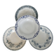 4 vintage blue ironstone soup plates