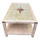 Renovated solid wood coffee table in chic country seaside style.