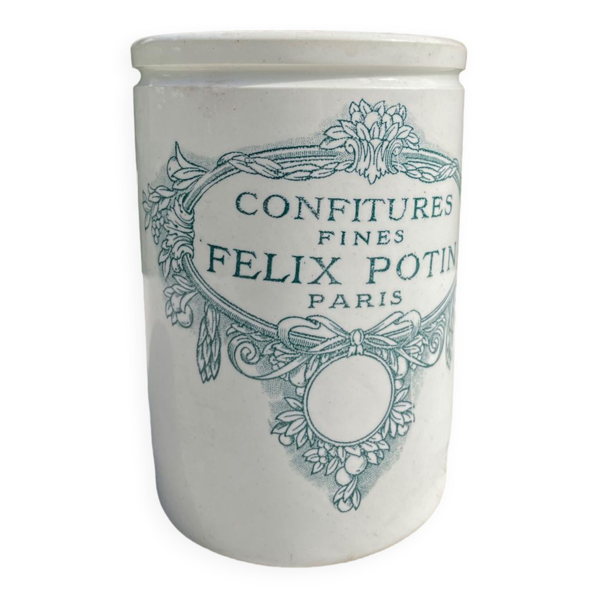 Pot à confiture en gres blanc Félix Potin
