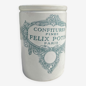 White stoneware jam pot Félix Potin