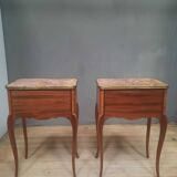 Pair of transitional bedside tables in veneered wood