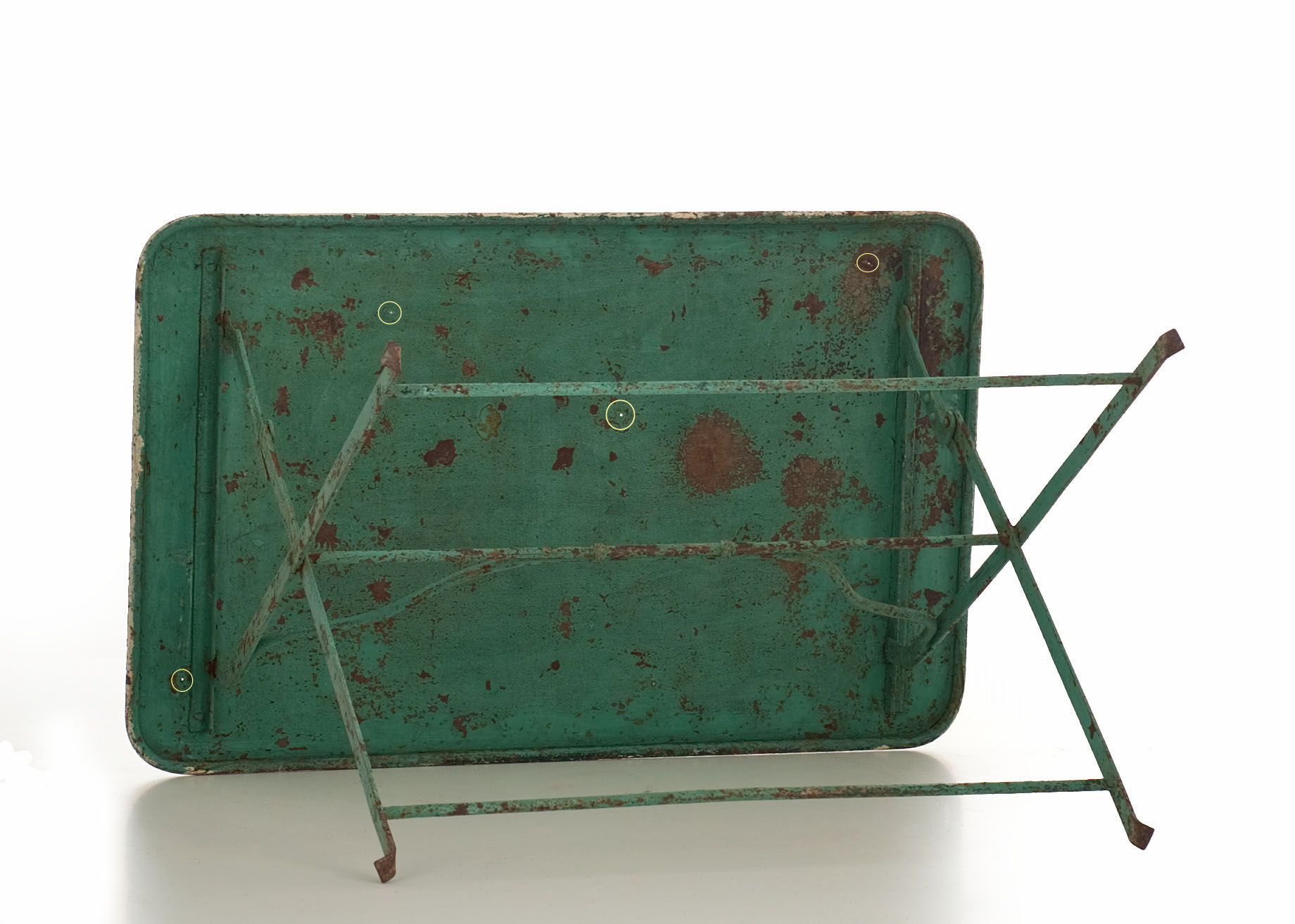 Old folding rectangular iron garden table