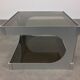 Side table space age aluminum smoked glass, end of sofa 1970