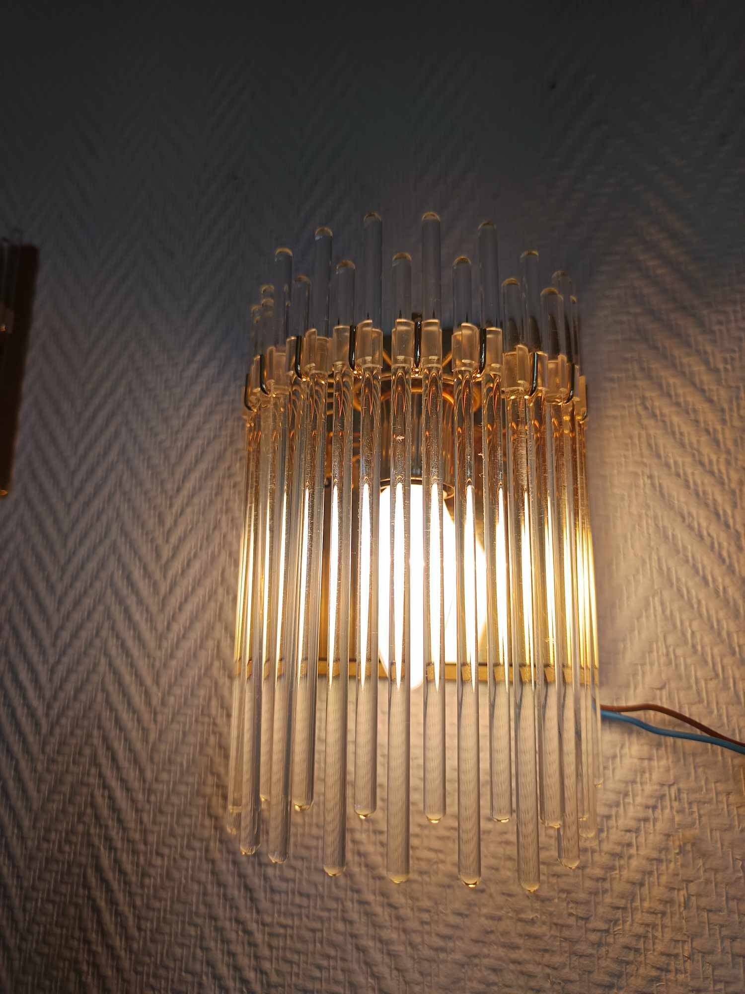 Pair of brass wall lights with waterfall tassels, Italy 1970