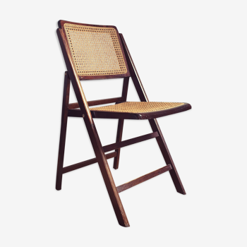 Vintage wood chair and folding cannage 60s